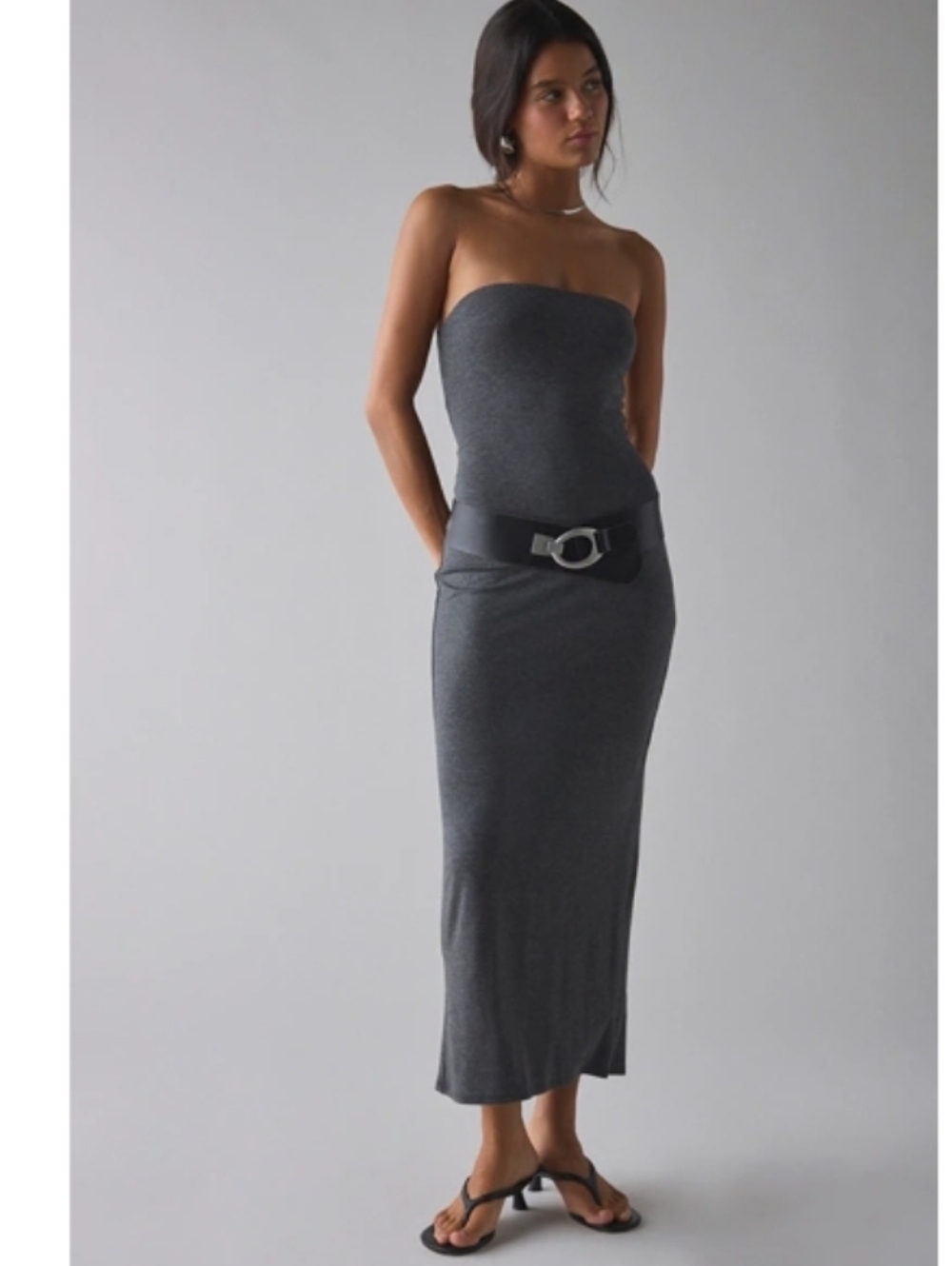 Brand New Urban Outfitters Nora Dress Strapless Tube Maxi  ■ Dark Gray Size L